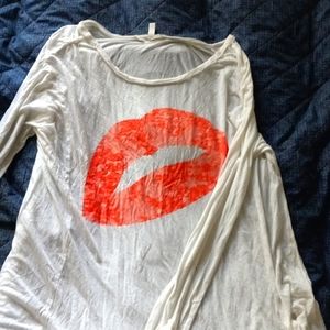 Victoria secret oversized kiss lips long sleeve shirt